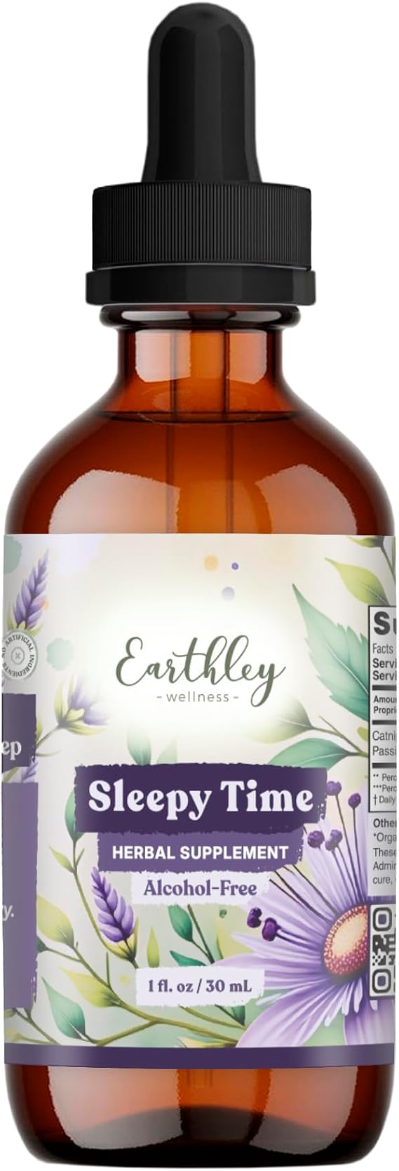 Earthley Wellness Sleepy Time, Natural Herbal Sleep Support for Adults and Kids, Calming Extract for Relaxation and Restful Nights, Alcohol-Free, Made with Catnip, Skullcap, and Passionflower (1oz)