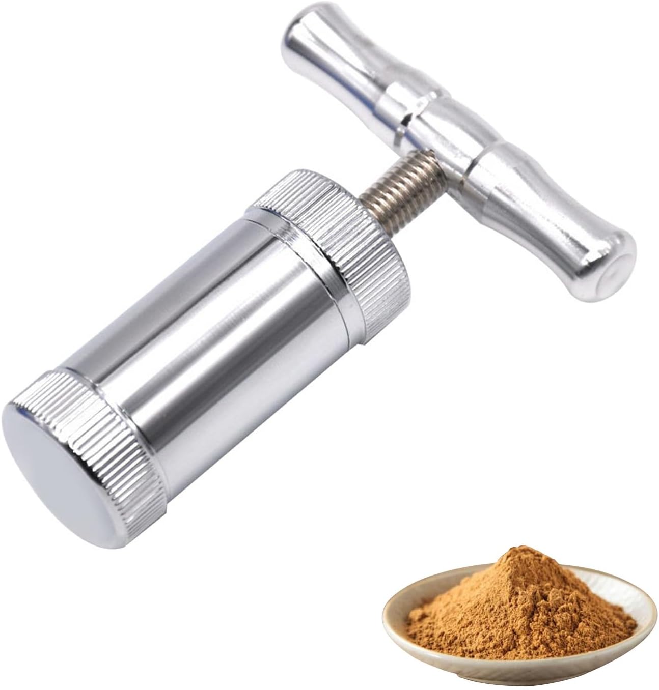 Pollen Press Portable Pollen Press Removable Pollen Press Pepper Pollen Press Vanilla Pollen Press Manual Pollen Press Made of Aluminium Alloy for Herbs Apices Pollen Pepper Silver