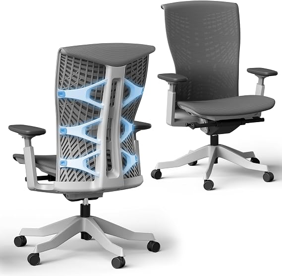 Autonomous ErgoChair Ultra 2 Ergonomic Office Chair Mesh Gray Adjustable Lumbar Support, Rolling Swivel - Home Office Desk Chairs with Wheels and Arms - Ergonomic Desk Chair Comfy for Gaming & Office