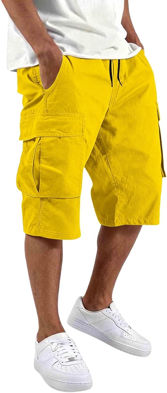 Twill Cargo Shorts for Men with Pockets Athletic Workout Hiking Shorts