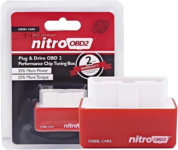 Multibao Eco Nitro OBD2 Plug & Drive Performance for Diesel Chip Tuning Box ECU More Power & Torque Engine for Diesel Cars (Red)