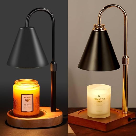 Funistree Candle Warmer Lamp with Timer Dimmable, Christmas Birthday Gifts for Women Mom, Candle Warming Lamp for Home Decor, Black Wax Melt Warmer for Jar Scented Candles with 2 Bulbs