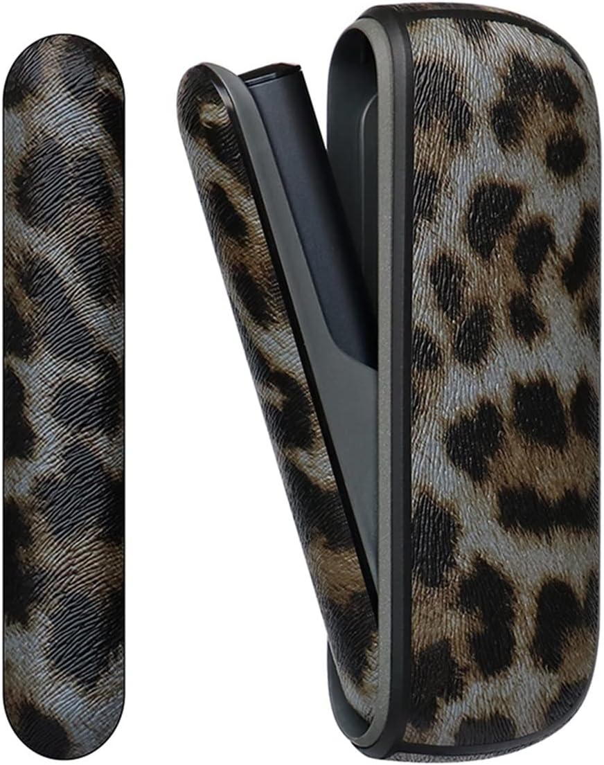 TOPOB Leopard Print Style Side Cover Leather Case Cases Holder Pouch Protective Accessories Compatible with IQOS Compatible with Iluma CDDVD Playback Package Color : Black