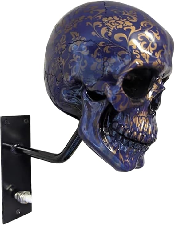 Skull Helmet Holder Wall Mount Durable Helmet Stand for Motorcycle Gear Adjustable Storage Rack for Home, Garage & Bikers,1,G
