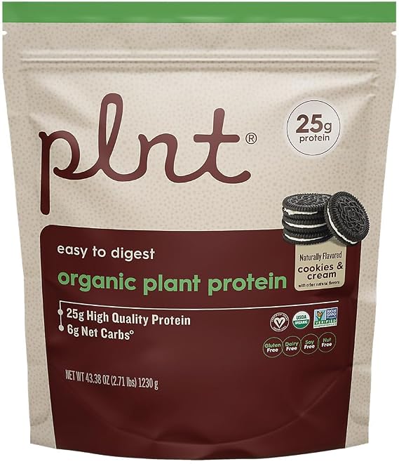 Organic Plant Protein Powder a" Cookies & Cream - 2.71 lbs./30 Servings