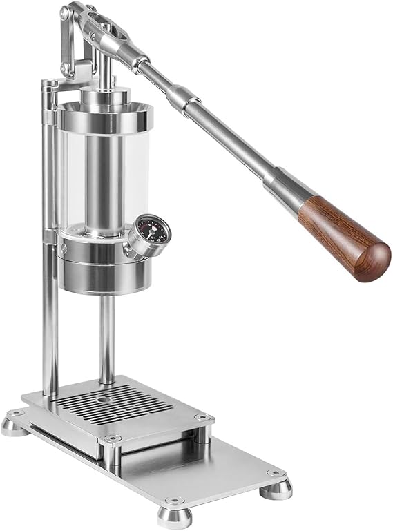Manual Lever Espresso Maker, Hand-pressed Stainless Steel Coffee Machine with 58mm Portafilter & 345ml Water Capacity, for Cappuccino, Latte, Macchiato, Home Travel