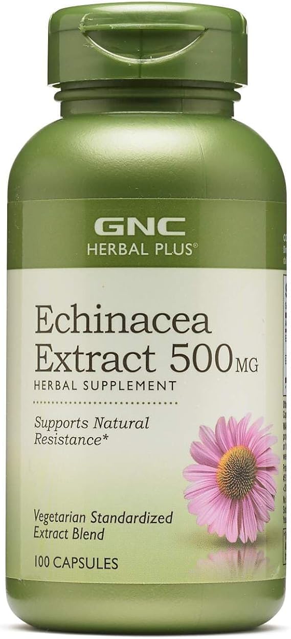 GNC Herbal Plus Echinacea 500mg, Supports Natural Resistance, 100 Servings