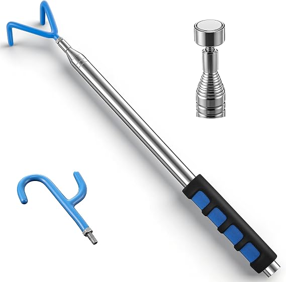 Telescoping Pickup Tool Magnetic Pole with Hook, 33.5 * 6 * 3 cm, 2 Hook