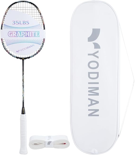 Professional Badminton Racket - Carbon Graphite & Carbon Fibre, Ultra-Light Single Racket for Enhanced Performance