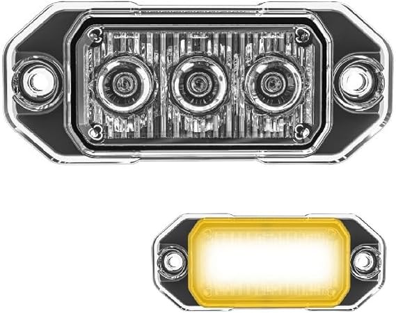 SpeedTech Lights Z-3 9W LED Strobe Light for Police Cars, Construction Trucks, Service Vehicles, Plows, Emergency Vehicles. Surface Mount Grille Flashing Hazard Beacon Light Amber/Amber(Yellow/Yellow)