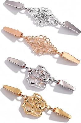 4 Pack Sweater Clips, Vintege Cinch Clip for Dresses Cardigans, Dress Clip Back Cinch, Sweater Shirt Clothes Shawl Waist Cincher Clips to Tighten Women Loose Clothing, Silver and Gold