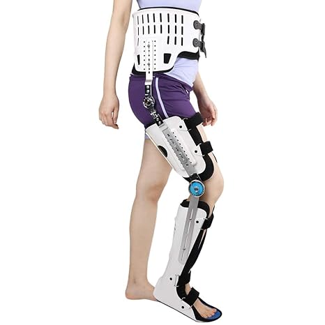 Adjustable Knee Orthosis, Knee Ankle Foot Orthosis Leg Fracture, Lower Limb Paralysis, Hip Abduction Orthosis After (White)