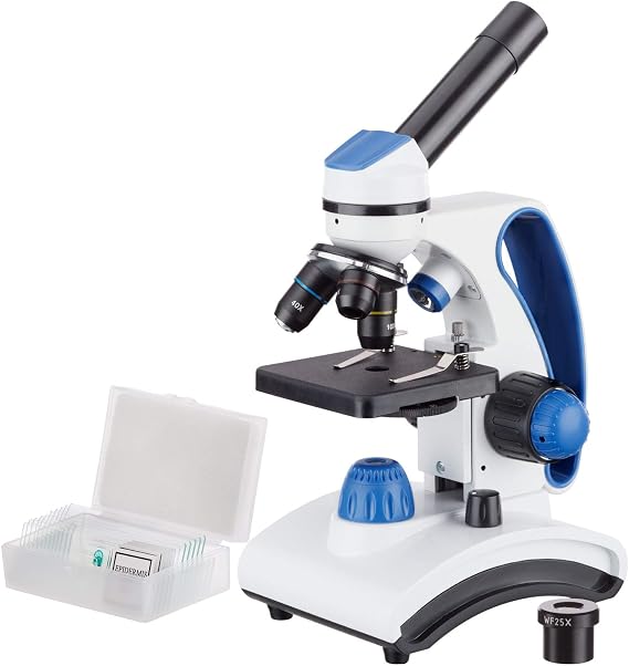 AmScope M162C-2L-PB10 1000X Dual Light Glass Lens Metal Frame Microscope | 40X-1000X Magnification Range