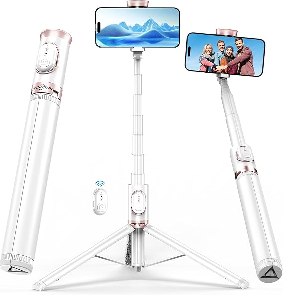 67" Selfie Stick Tripod with Wireless Remote for iPhone and Android | All-in-One Extendable Design, Compact Folded Size for Selfies, Video Recording, Live Streaming, Vlogging and Travel