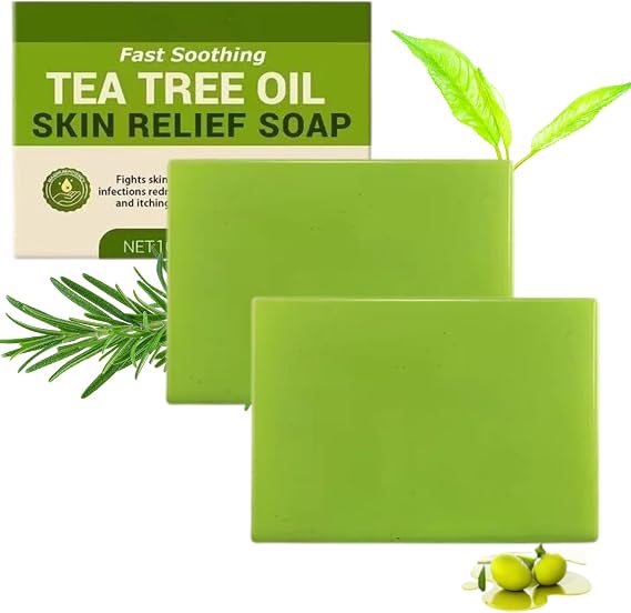 2PCS Tea Tree Oil Soap Bar 100g - Itchy Skin, Odor & Sweat Removal