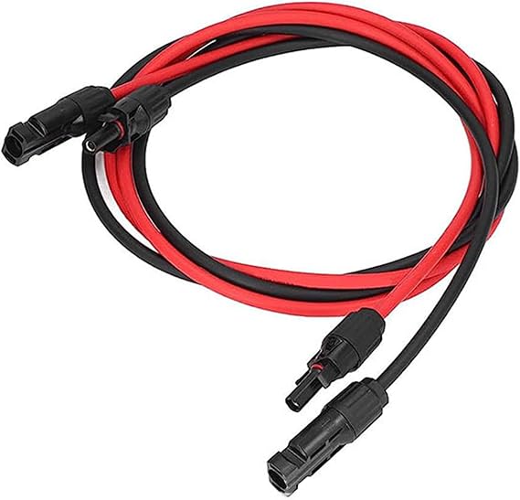 12AWG MC4 Extension Cable 1500V 16.4 ft 5 m Solar Extension Cable for Connecting Solar Panels, Solar Cable with Connector, Solar Panel Cable, Solar Power Equipment and Components, MC4 Type Connector, IP67 Waterproof, Single End, Set of 2, 4SQ Solar Connector, 2 Pcs/1 Set 5 m Red + Black