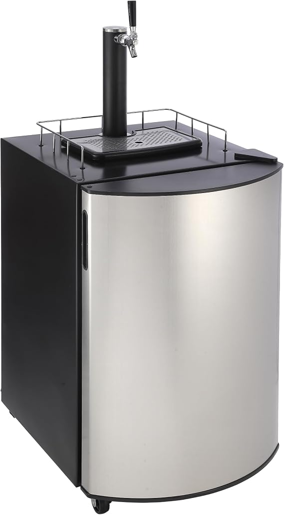 Beer Kegerator,Draft Beer Dispenser, Full Size Stainless Steel Keg Refrigerator With Drip Tray, Fits 1/2 Keg, 1/4 Pony Keg, (2) 1/6 Kegs,32F- 50F Temperature Control, 128L