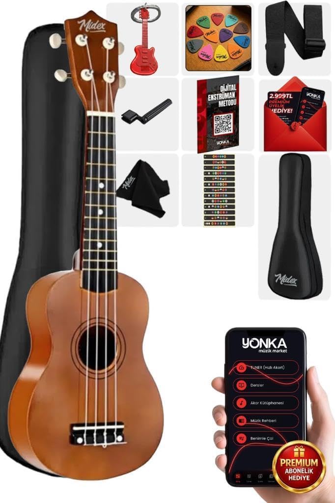 Midex UKX-233M Mahogany Concert Ukulele Hanger Bag Method Pena