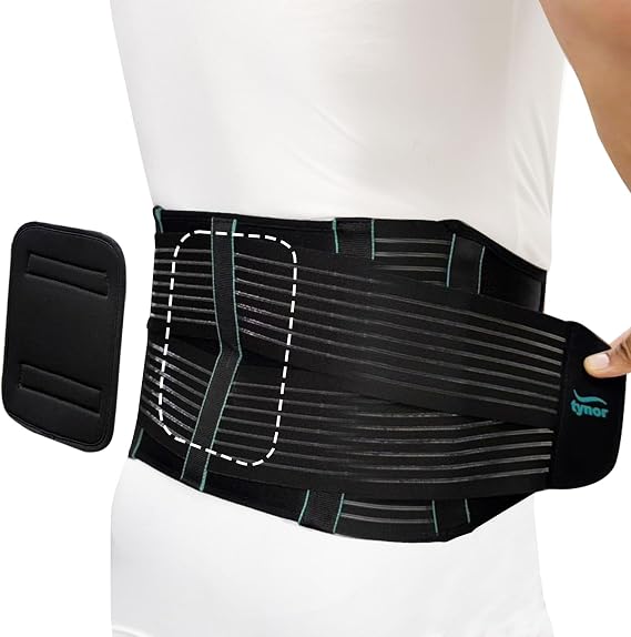 TYNOR Back Brace for Lower Back Pain with Lumbar Pad for Men & Women, Breathable Lumbar Support Brace with Adjustable Straps for Herniated Disc, Scoliosis & Lifting (Small, Premium Black)
