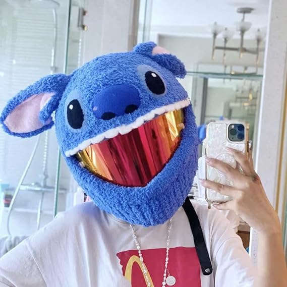 Motorcycle Helmet Cover (without Helmet),Furry Motorbike Helmet Cover, Animal Full Face Motorcycle Helmet Cover Funny Full-Face Protection Cover,Hat Helmets Decoration,D