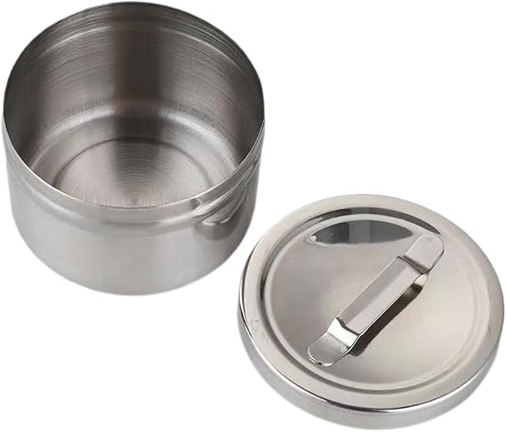Stainless Steel Dressing Jar with Lid, Small Cotton Ball Holder for Beauty Salon, Medical, and Lab Storage