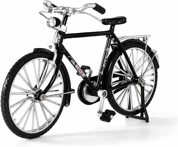 7.1 Inch Long Miniature Alloy Bicycle Model, Metal Bike Decor for Bookshelf, Desk, Home Office, Coffee Bar and Collectors, Black