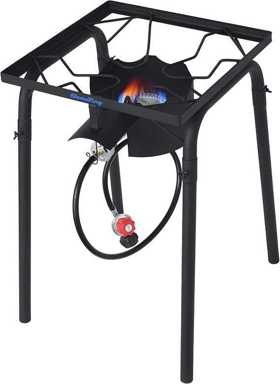 Flame King Heavy Duty 100,000 BTU Propane Gas Single Burner Bayou Cooker Outdoor Stove for Home Brewing, Turkey Fry, Maple Syrup Prep, Cajun Cooking