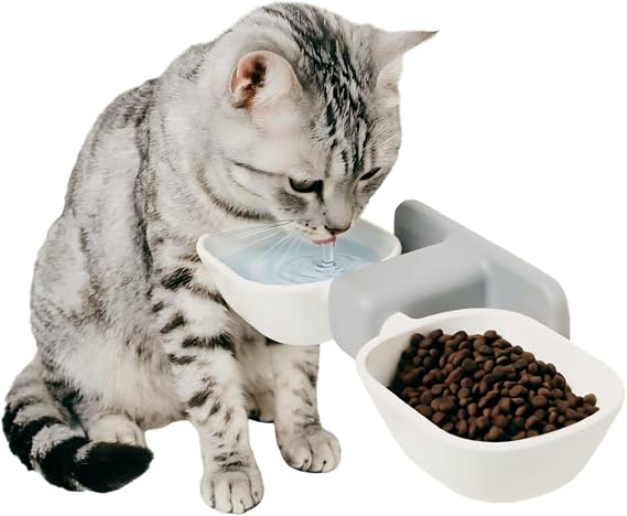 Cat Food Bowl, Elevated Cat Bowls, Cat Bowls for Food and Water, Wall Mounted Cat Food Water Bowls Set, Hanging Water Bowl for Cats, Dog Proof Cat Feeding Station, Cat Water Bowl (white)