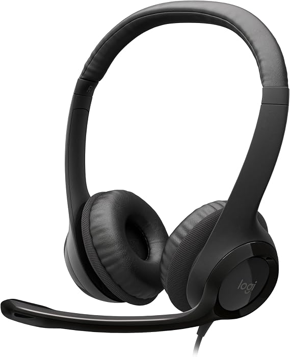 Logitech H390 Wired Headset for PC/Laptop, Stereo Headphones with Noise Cancelling Microphone