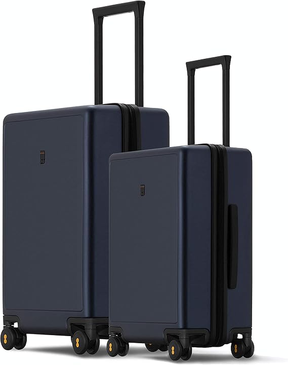 LEVEL8 Elegance Luggage Set, PC Matte Hardshell Suitcases - Navy Blue, 20/24 Inch