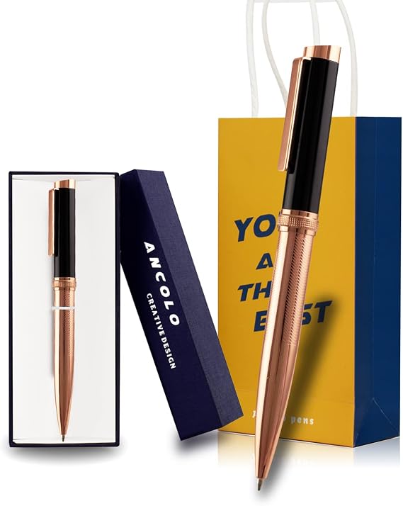 Ancolo Engraved Pen Fancy Business Gift Pen Ballpoint Pen with Gift Box Metal Body - Custom with Name Message on the Pen - Gift Idea for Family Colleague Friends Men and Women