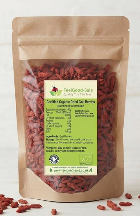 1kg Organic Goji Berries Raw, 100% Natural (1kg)