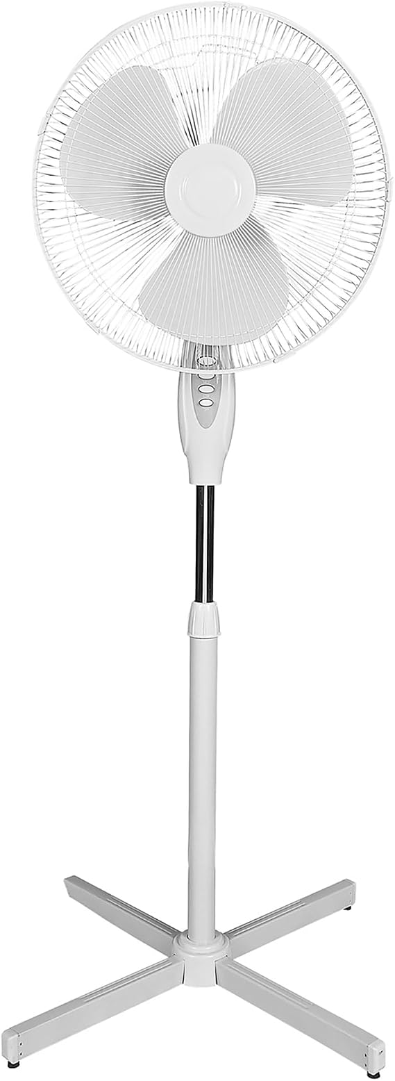 Optimus F-1650WH 16 inches oscillating Pedestal Stand Fan, 21.3 x 21.3 x 49.2, White