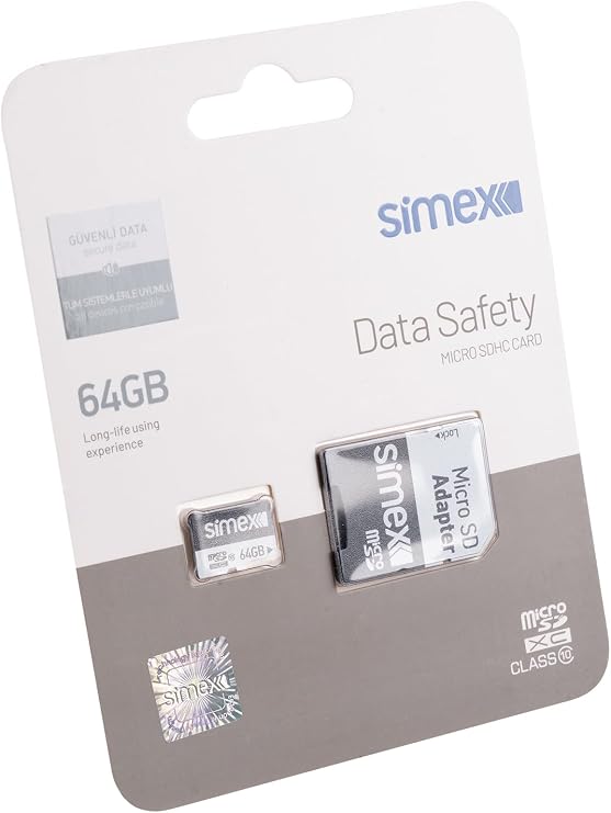 Simex 64 GB Hafıza Kartı SD Kart Adaptörlü 100 Mb/s Class 10 Micro SD, TYC63D7E3304A16F1376B2400