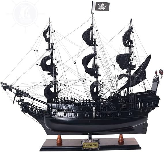 Old Modern Handicrafts Black Pearl Pirate Ship Model Collecitble - Medium - Museum Quality Finish for Home & Office - Fully Assembled - 28.0L x 8.0W x 24.0H Inches