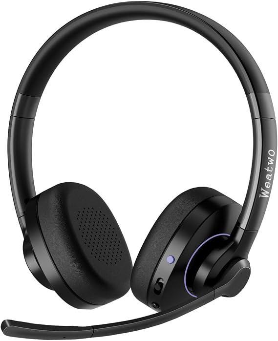 Bluetooth Headset with Noise Cancelling Mic for Cell Phone Laptop