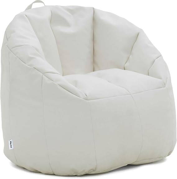Big Joe Milano Outdoor Beanbag Chair White Marine | Polystyrene Bean Filled, Refillable, Vinyl, UV-Protected, Weather-Resistant, Fade-Proof Fabric