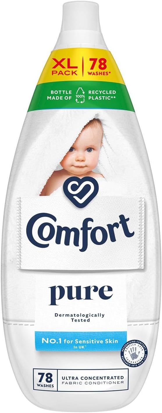 Comfort Pure Dermatologically Tested Ultra-Concentrated Fabric Conditioner Gentle Next to Sensitive Skin 78 Wash 1.178 L (Pack of 1)