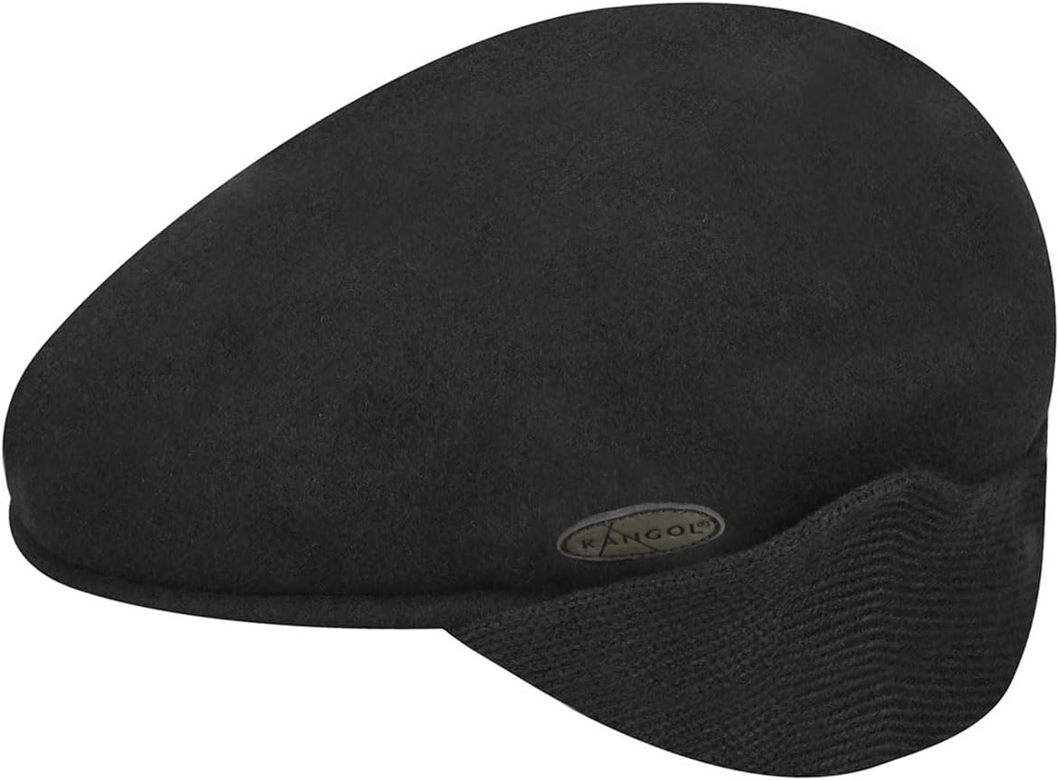 Kangol Wool 504 Earflap Hat for Men and Women, Medium, Black