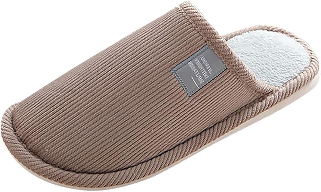 Linen Slippers For Men Slip Shoes Warm Footwear Soft Flop Flip Fleece Lined House Lightweight Casual Warm Slippers
