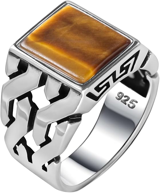 Genuine Solid 925 Sterling Silver, Cuban Link Braided Men's Ring