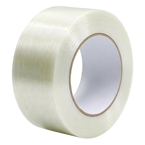 Clear Packing Tape Heavy Duty 2 Inch x 60 Yards, 1 Rolls 5.5 Mil Transparent Fiberglass Reinforced Filament Tape, Heavy Duty Strapping Tape for Packaging, Shipping, Bundling & Moving Boxes