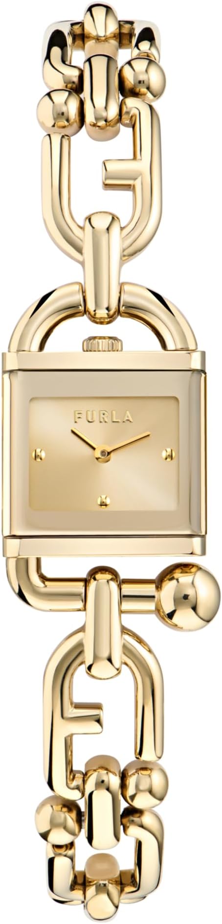 FURLA WW00067002L2 Women's Wristwatch, Fulla Mianoupola, Quartz Daily Use, Waterproof, Mineral Glass, Yellow Gold Dial, Stainless Steel