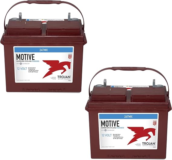 2pc Trojan Motive 24TMX with POD vent 12V 85Ah Group 24 Flooded Deep Cycle Battery