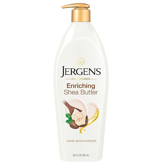 Jergens Shea Butter Body Lotion, Deep Moisturizer for Dry Skin, 26.5 fl oz | Enriching Hand and Body Lotion, Vitamin E, Extremely Dry Skin Relief, 2.5X More Radiant Skin, Deep Conditioning