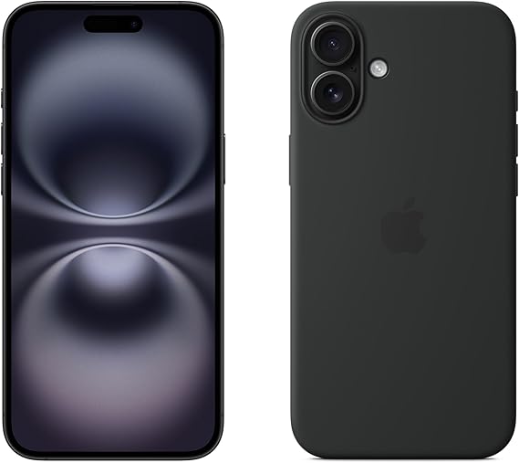 Apple iPhone 16 Plus 256GB: 5G Mobile phone with Apple Intelligence - Black + Silicone Case with MagSafe - Black