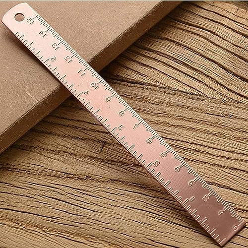 Rose Gold Ruler, Metal Drawing Ruler, Brass Straight, Unisex Learning Measuring Bookmark Stationery for School Office Math Geometry Gift Drafting Tools and Kits