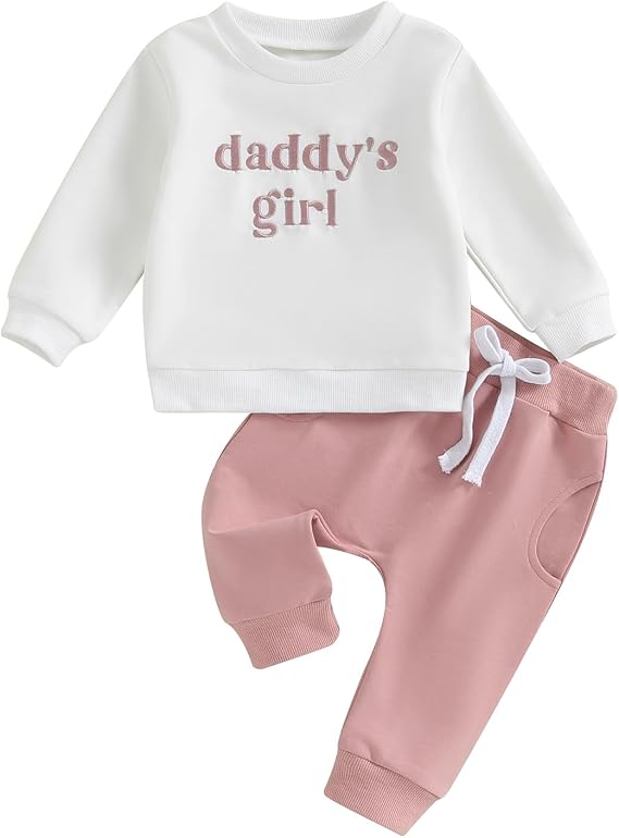 Toddler Baby Girl Fall Outfits Daddys Girl Mamas Girl Sweatshirt Top Long Pants Set 2Pcs Sweatsuit Winter Clothes
