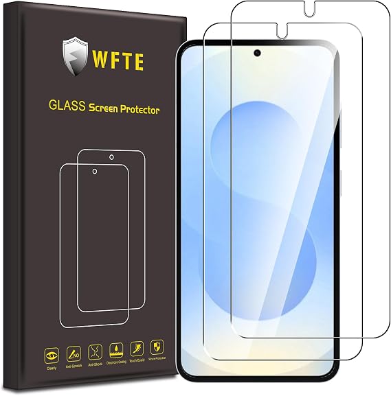 WFTE [2-Pack for Samsung Galaxy S25 5G Screen Protector Tempered Glass - 9H Hardness,Anti-Scratch,Anti-Fingerprint,Bubble-Free,HD Clear, Dust-Free Premium Protective Film,Case Friendly