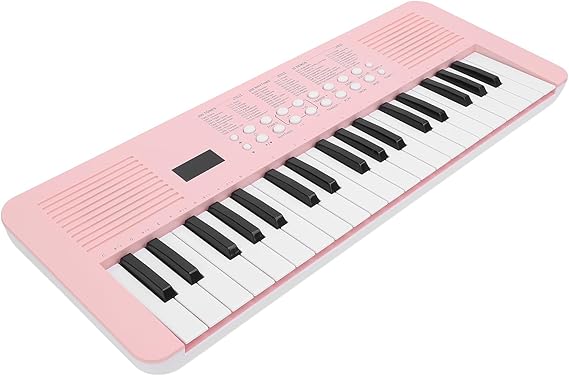 Portable 37 Key Keyboard Piano, Electronic Keyboard with 200 Tones, 200 Rhythms & 35 Demos, Multi Functional Digital Instrument, Ideal for Beginners (Pinkish)